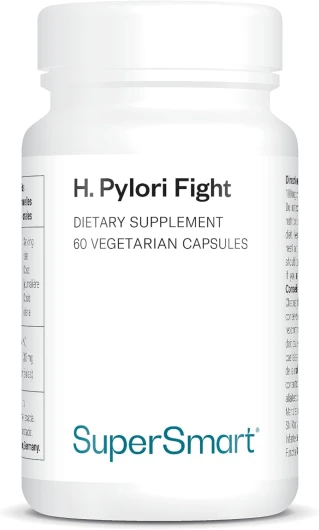 H - Pylori Fight 200 mg Par Jour - Lactobacillus Reuteri - Aide à Combattre Helicobacter Pylori - Contribue à Atténuer les Problèmes Liés à l'Estomac - Sans OGM - Sans Gluten - Supersmart