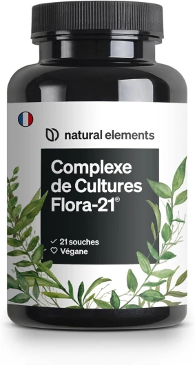 Probiotique Flore Intestinale – Complexe de cultures – 180 gélules gastro-résistantes – 21 souches de bactéries + inuline bio – Testé en laboratoire, végétalien Nouvelle recette